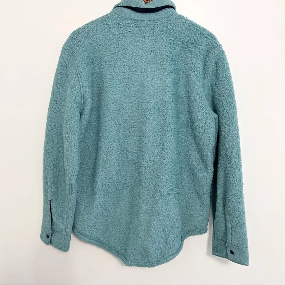 Outerknown Skyline Fleece Shirt Jacket in Mineral Blue Large